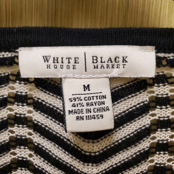 Y2K White House Black Market One Button Cardigan B&W Sz M - Picture 7 of 8